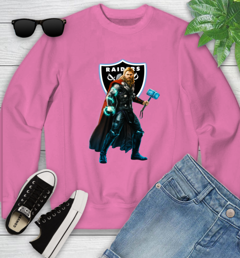 NFL Thor Avengers Endgame Football Oakland Raiders Youth Sweatshirt 7