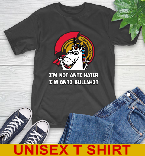 Ottawa Senators NHL Hockey Unicorn I'm Not Anti Hater I'm Anti Bullshit T-Shirt 2