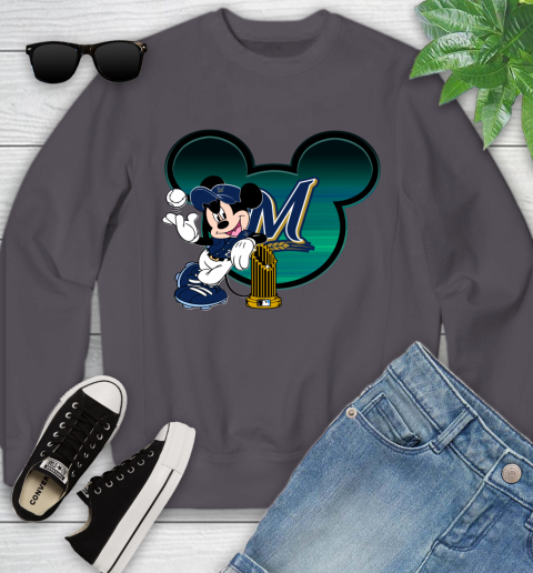 MLB Milwaukee Brewers The Commissioner's Trophy Mickey Mouse Disney Youth Sweatshirt 6