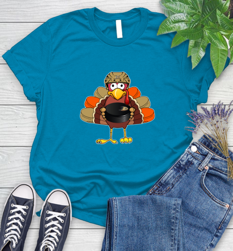 Anaheim Ducks Turkey Thanksgiving Day Women's T-Shirt 7