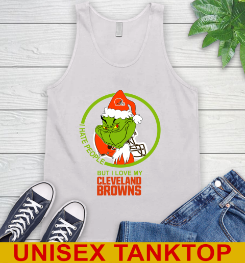 Cleveland Browns NFL Christmas Grinch I Hate People But I Love My Favorite Football Team Tank Top