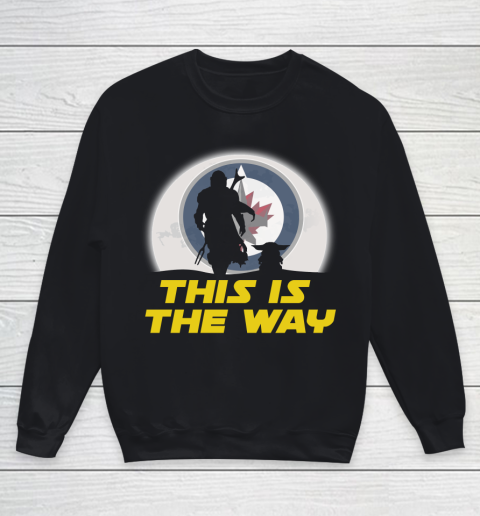 Winnipeg Jets NHL Ice Hockey Star Wars Yoda And Mandalorian This Is The Way Youth Sweatshirt