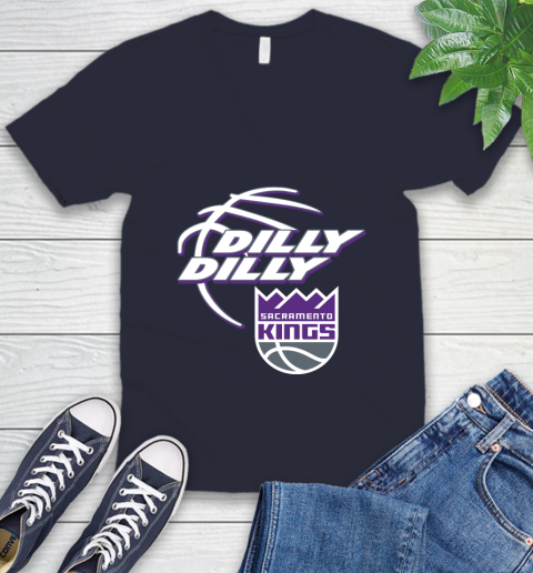 NBA Sacramento Kings Dilly Dilly Basketball Sports V-Neck T-Shirt 3