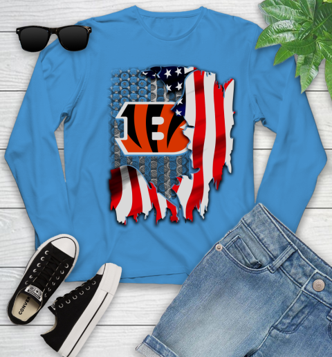 Cincinnati Bengals NFL Football American Flag Youth Long Sleeve 8