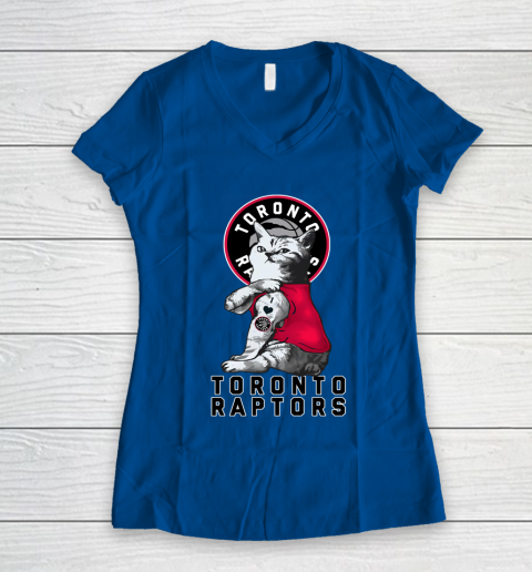 NBA Basketball My Cat Loves Toronto Raptors Women's V-Neck T-Shirt 7