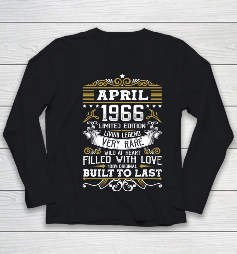 Father gift shirt Vintage April 1966 54 Years Old Shirt 54th Birthday Gifts T Shirt Youth Long Sleeve