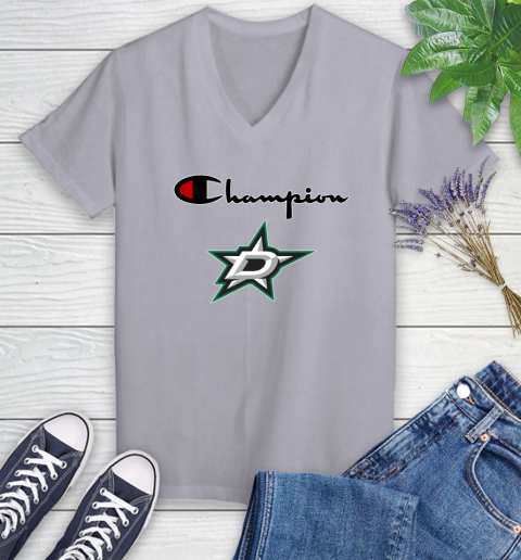 NHL Hockey Dallas Stars Champion Shirt Women's V-Neck T-Shirt 2