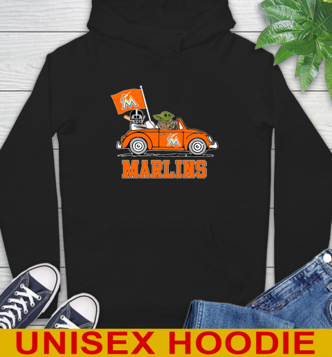 MLB Baseball Miami Marlins Darth Vader Baby Yoda Driving Star Wars Shirt Hoodie 2