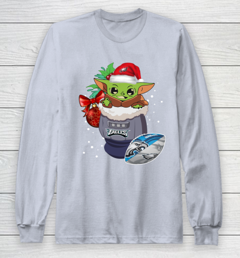 Philadelphia Eagles Christmas Baby Yoda Star Wars Funny Happy NFL Long Sleeve T-Shirt 6