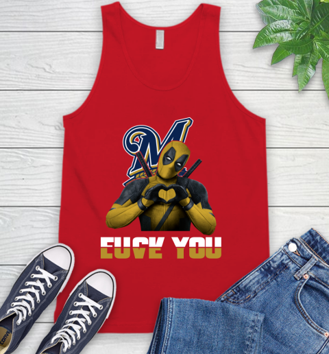MLB Milwaukee Brewers Deadpool Love You Fuck You Baseball Sports Tank Top 5