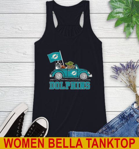 NFL Football Miami Dolphins Darth Vader Baby Yoda Driving Star Wars Shirt Racerback Tank 10