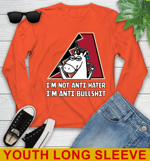 Arizona Diamondbacks MLB Baseball Unicorn I'm Not Anti Hater I'm Anti Bullshit Youth Long Sleeve 4