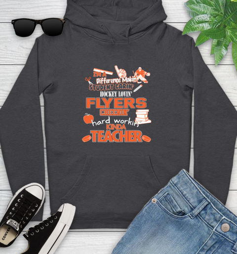 Philadelphia Flyers NHL I'm A Difference Making Student Caring Hockey Loving Kinda Teacher Youth Hoodie 8