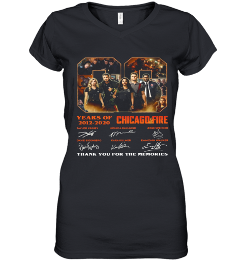 08 Years Of 2012 2020 Chicago Fire Thank You For The Memories Signatures Women's V-Neck T-Shirt