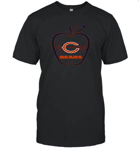 Apple Heartbeat Teacher Symbol Chicago Bears Unisex Jersey Tee