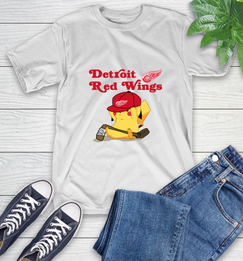 NHL Pikachu Hockey Sports Detroit Red Wings T-Shirt