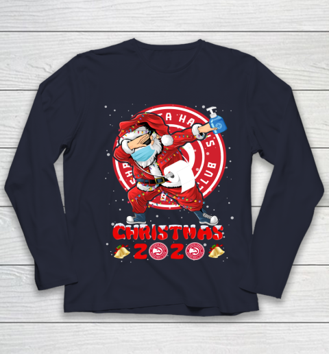 Atlanta Hawks Funny Santa Claus Dabbing Christmas 2020 NBA Youth Long Sleeve 2