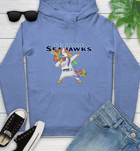 Seattle Seahawks NFL Football Funny Unicorn Dabbing Sports Youth Hoodie 12