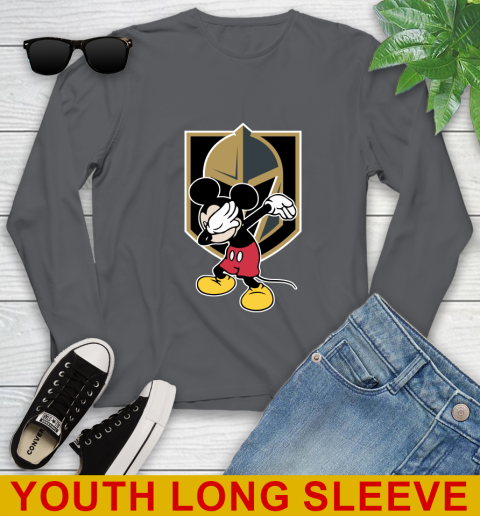 Vegas Golden Knights NHL Hockey Dabbing Mickey Disney Sports Youth Long Sleeve 9