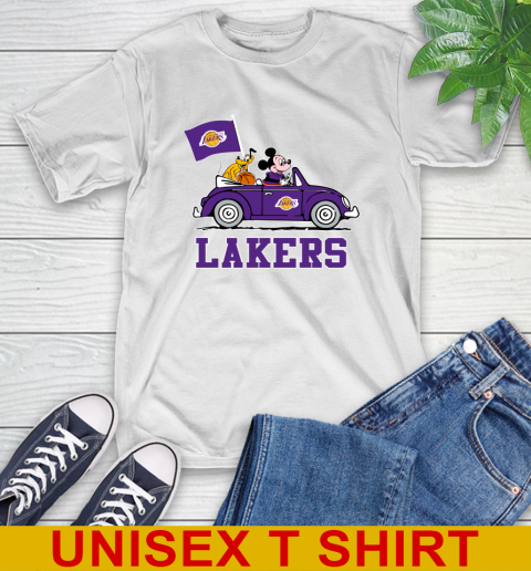 NBA Basketball Los Angeles Lakers Pluto Mickey Driving Disney Shirt T-Shirt