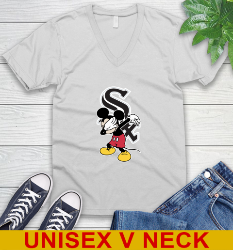 Chicago White Sox MLB Baseball Dabbing Mickey Disney Sports V-Neck T-Shirt