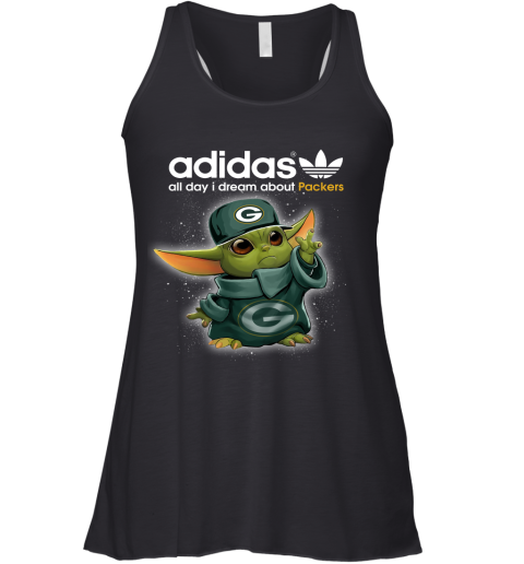 Baby Yoda Adidas All Day I Dream About Green Bay Packers Racerback Tank