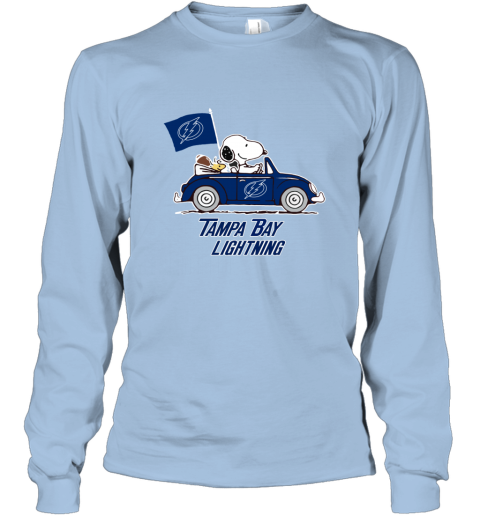 Snoopy And Woodstock Ride The Tampa Bay Lightnings Car lwmm snoopy and woodstock ride the tampa bay lightnings car long sleeve tee 14 front light blue