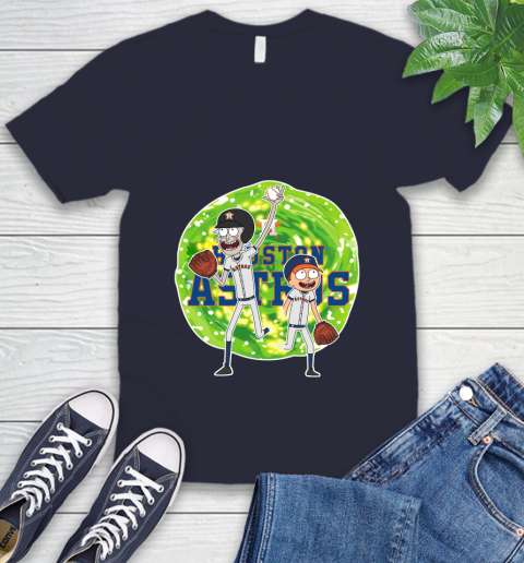 MLB Houston Astros Rick And Morty Baseball Sports V-Neck T-Shirt 3