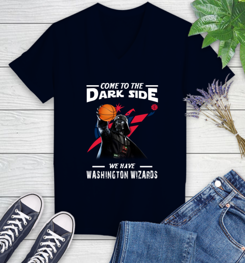 NBA Come To The Dark Side We Have Washington Wizards Star Wars Darth Vader Basketball Women's V-Neck T-Shirt 2