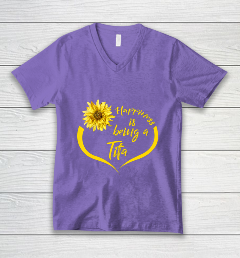 Womens Tita Gift Happiness Is Being A Tita V-Neck T-Shirt 8