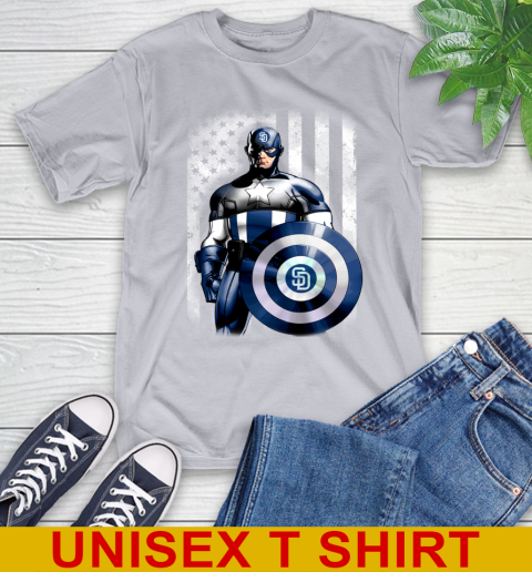 San Diego Padres MLB Baseball Captain America Marvel Avengers American Flag Shirt T-Shirt 5