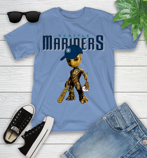 MLB Seattle Mariners Groot Guardians Of The Galaxy Baseball Youth T-Shirt 11
