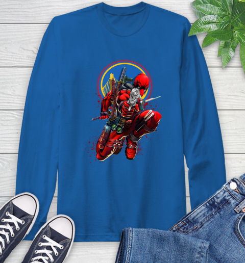 NBA Deadpool Marvel Comics Sports Basketball Golden State Warriors Long Sleeve T-Shirt 9