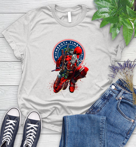 NBA Deadpool Marvel Comics Sports Basketball Minnesota Timberwolves Women's T-Shirt