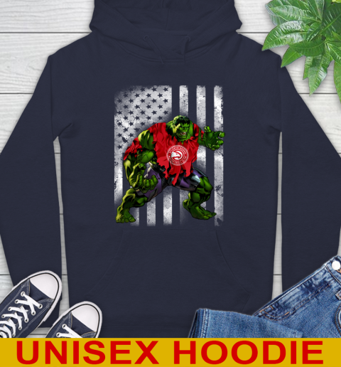 Atlanta Hawks Hulk Marvel Avengers NBA Basketball American Flag Hoodie - Image 4