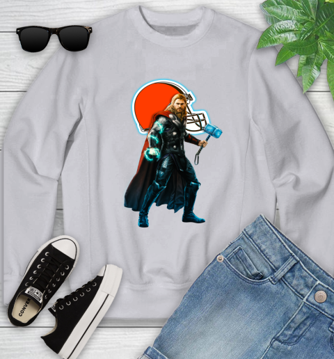 NFL Thor Avengers Endgame Football Cleveland Browns Youth Sweatshirt 4