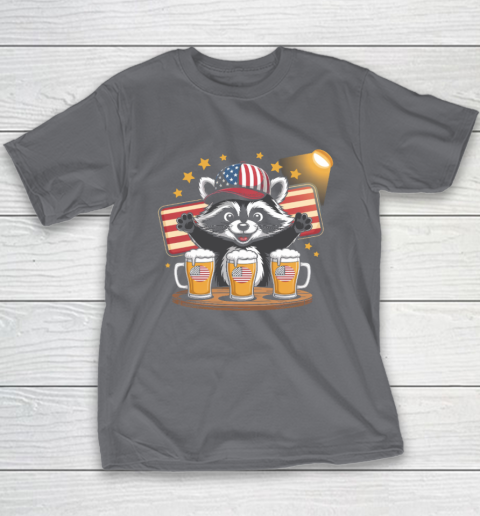 Raccoon red white and brew Funny Independence Day 4th of July Youth T-Shirt 5