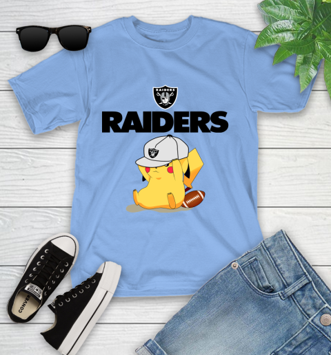 NFL Pikachu Football Sports Oakland Raiders Youth T-Shirt 11