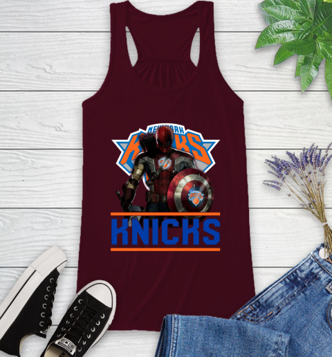 New York Knicks NBA Basketball Captain America Thor Spider Man Hawkeye Avengers Racerback Tank 3