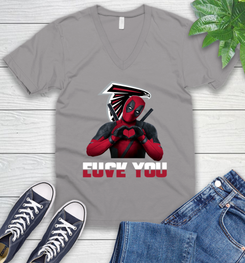 NHL Atlanta Falcons Deadpool Love You Fuck You Football Sports V-Neck T-Shirt 3