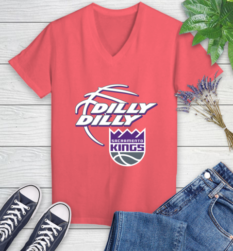 NBA Sacramento Kings Dilly Dilly Basketball Sports Women's V-Neck T-Shirt 6