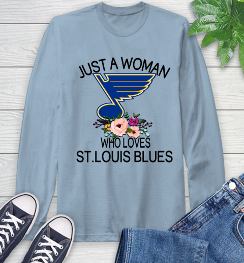 NHL Just A Woman Who Loves St.Louis Blues Hockey Sports Long Sleeve T-Shirt 6