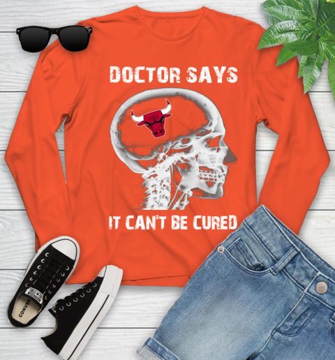 NBA Chicago Bulls Basketball Skull It Can't Be Cured Shirt Youth Long Sleeve 3