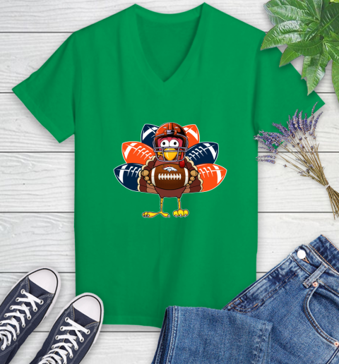 Denver Broncos Turkey Thanksgiving Day Women's V-Neck T-Shirt 5