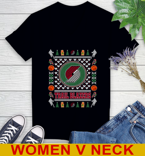 Portland Trail Blazers Merry Christmas NBA Basketball Loyal Fan Women's V-Neck T-Shirt
