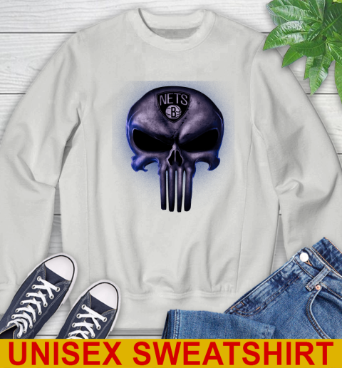 Brooklyn Nets NBA Basketball Punisher Skull Sports Sweatshirt 5