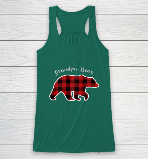 GRANDPA BEAR Men Red Plaid Christmas Pajama Family Gift Racerback Tank 5