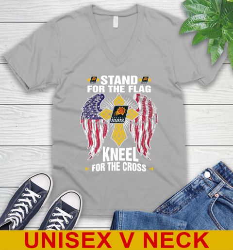 NBA Basketball Phoenix Suns Stand For Flag Kneel For The Cross Shirt V-Neck T-Shirt 3
