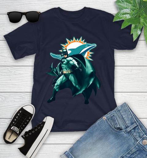 NFL Batman Football Sports Miami Dolphins Youth T-Shirt 3