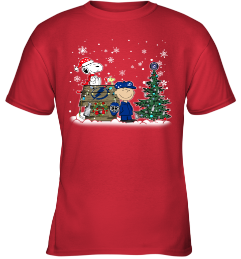 NHL Tampa Bay Lightning Snoopy Charlie Brown Woodstock Christmas Stanley Cup Hockey T Shirt GqlYNIQKJoN youth t shirt 26 95 151514 front red